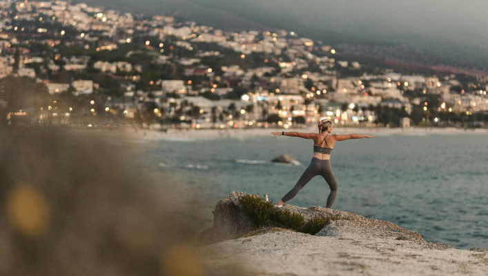 Beach Yoga Warrior Pose